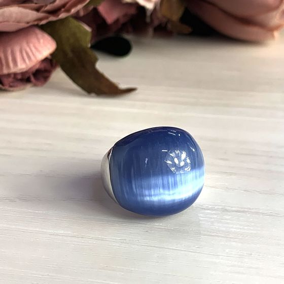 Серебряное кольцо с кошачьим глазом