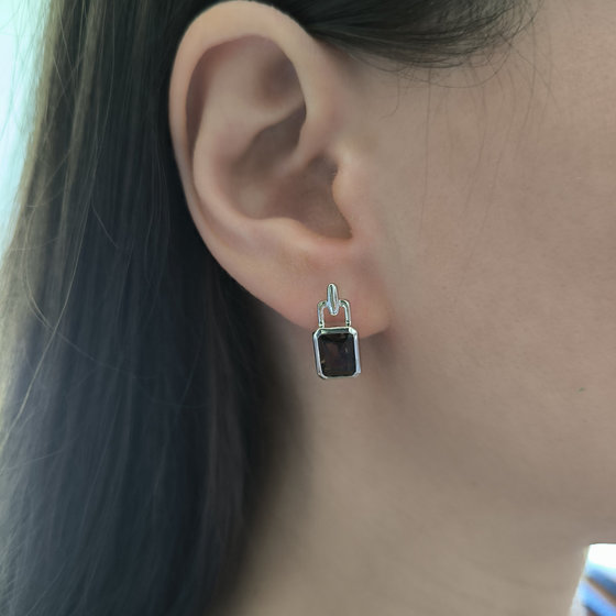 Серебряные серьги с раухтопазом (дымчатым кварцем) 2.808ct