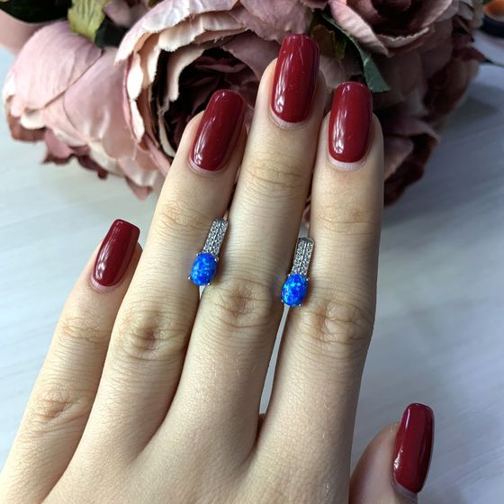 Серебряные серьги с опалом 0.875ct
