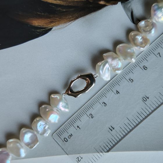 Серебряный браслет с жемчугом барочным