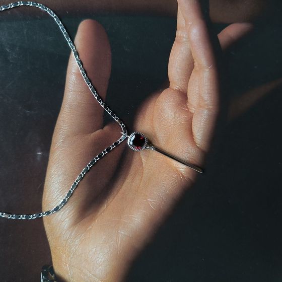 Серебряная подвеска с гранатом 1.242ct