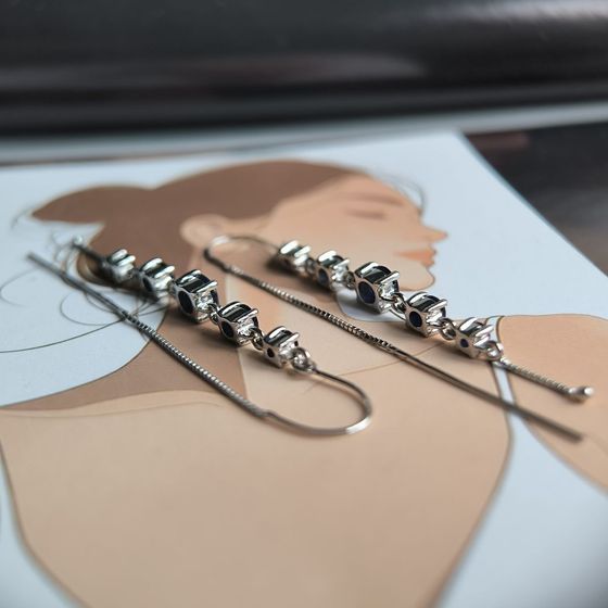 Серебряные серьги с сапфиром 3.285ct