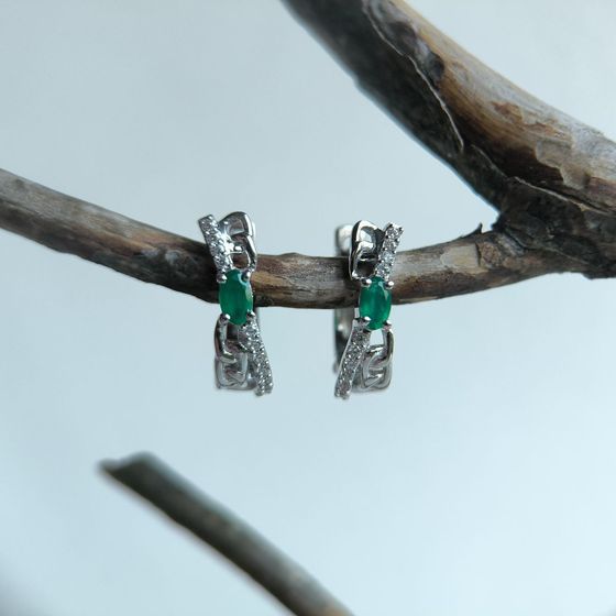 Серебряные серьги с агатом 0.73ct