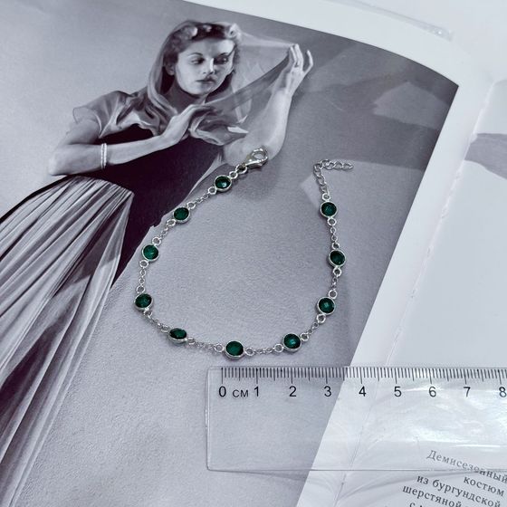 Серебряный браслет с изумрудом nano 4.488ct