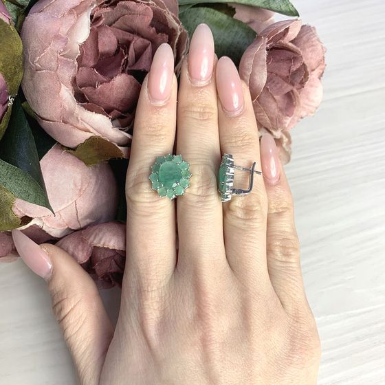 Серебряные серьги с изумрудом 7.693ct