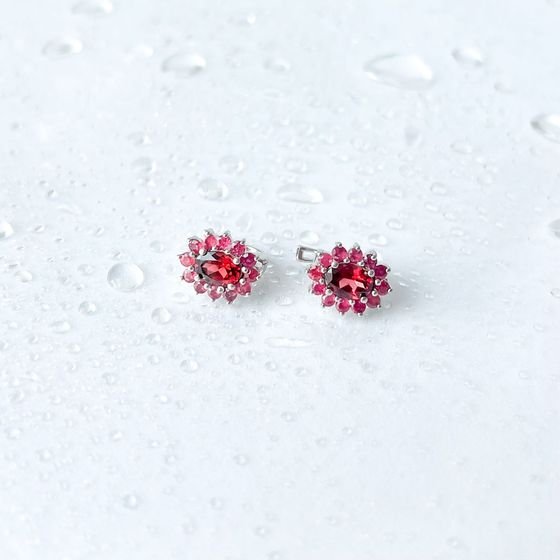 Серебряные серьги с гранатом 2.925ct