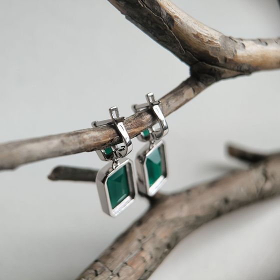 Серебряные серьги с агатом 13.205ct