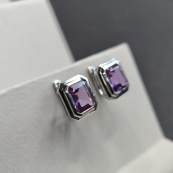 Серебряные серьги с александритом 7.658ct