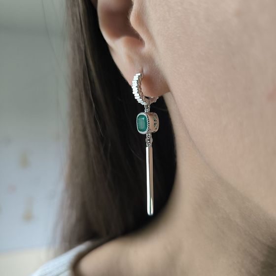 Серебряные серьги с агатом 1.55ct