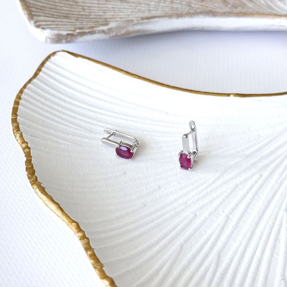 Серебряные серьги с рубином 2.04ct