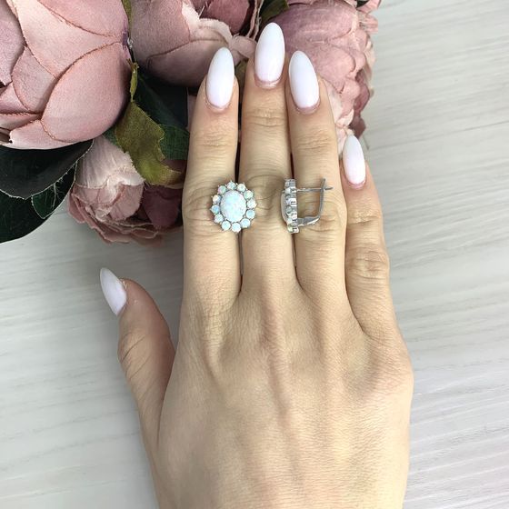 Серебряные серьги с опалом 3.848ct