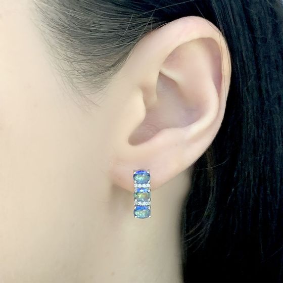 Серебряные серьги с мистик топазом 1.692ct