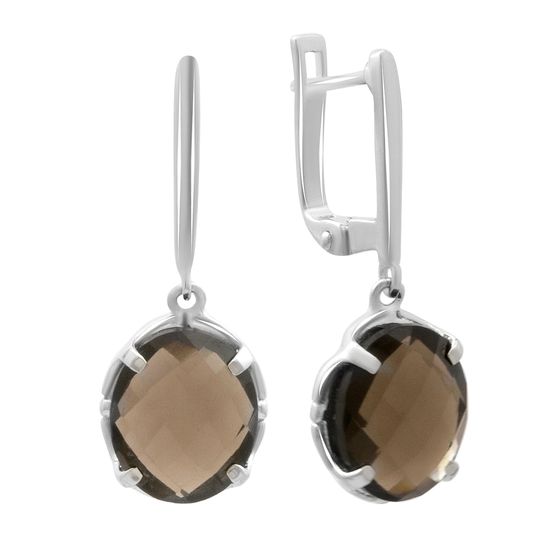 Серебряные серьги с раухтопазом (дымчатым кварцем) 9.575ct