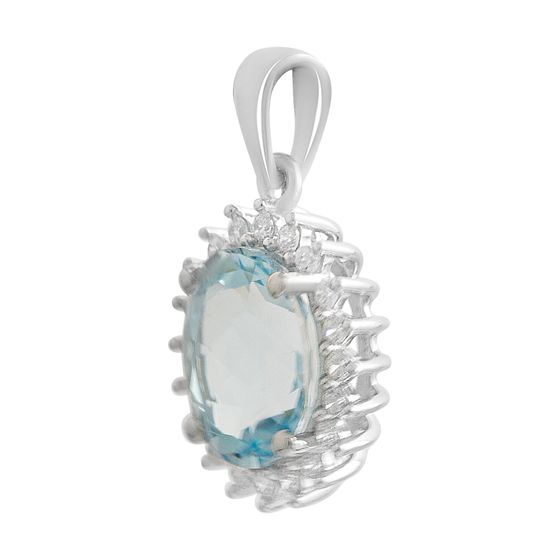Серебряная подвеска с топазом 3.265ct, фианитами