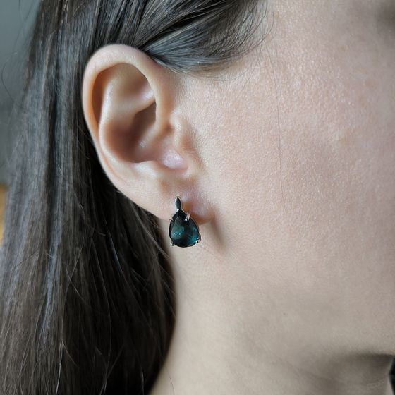 Серебряные серьги с топазом Лондон Блю 5.867ct