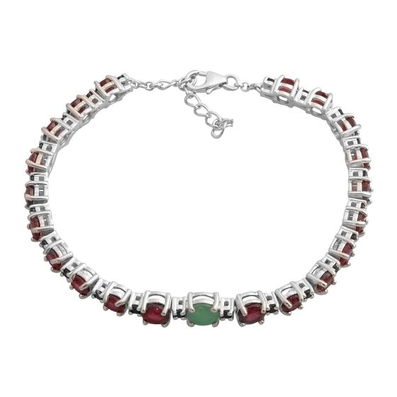 Серебряный браслет с изумрудом 7.303ct, рубином, сапфиром
