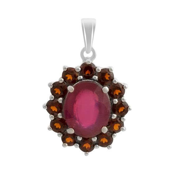 Серебряная подвеска с рубином 5.59ct, гранатом
