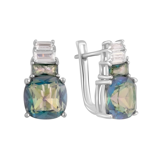 Серебряные серьги с мистик топазом 7.02ct