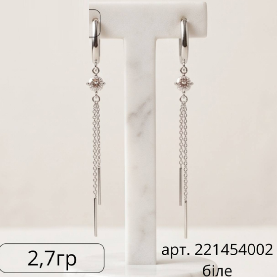 Серебряные серьги с фианитами 0.8ct