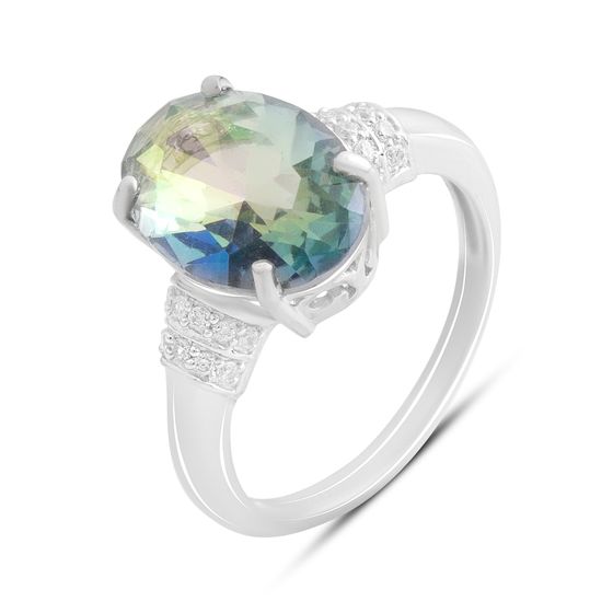 Серебряное кольцо с мистик топазом 3.78ct