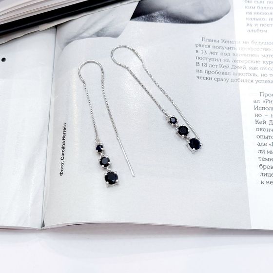 Серебряные серьги с сапфиром 2.383ct