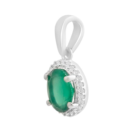 Серебряная подвеска с агатом 1.266ct, фианитами