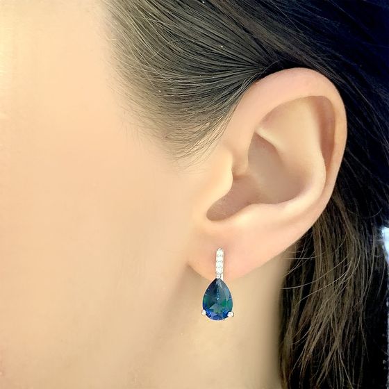 Серебряные серьги с топазом Лондон Блю 2.991ct