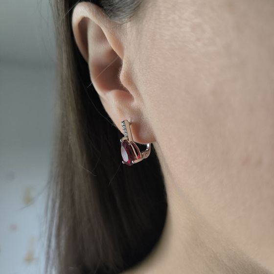 Серебряные серьги с гранатом nano 3.12ct