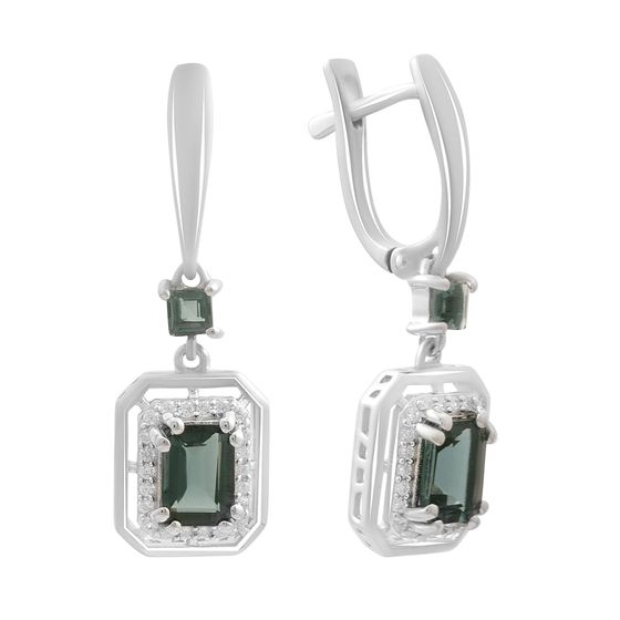 Серебряные серьги с топазом Лондон Блю 2.429ct