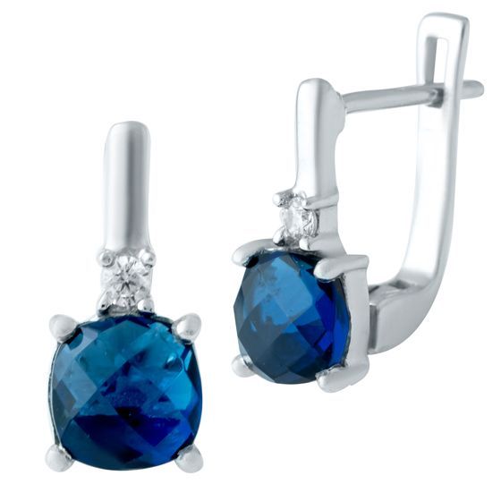 Серебряные серьги с сапфиром nano 1.924ct
