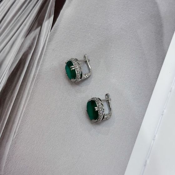 Серебряные серьги с агатом 10.207ct