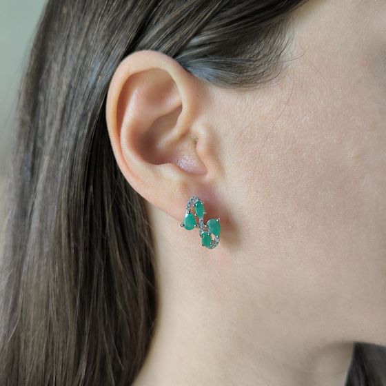 Серебряные серьги с изумрудом 2.622ct