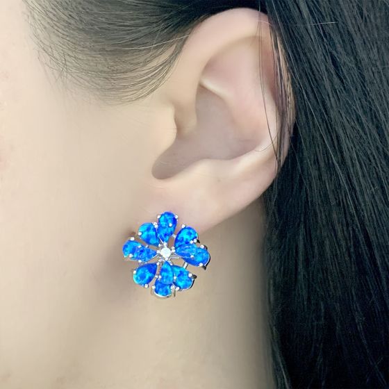 Серебряные серьги с опалом 3.953ct