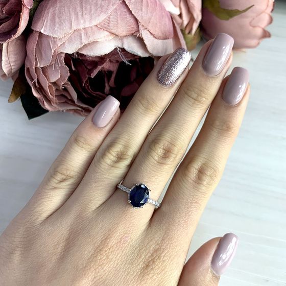 Серебряное кольцо с сапфиром nano 1.808ct