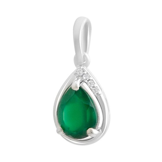 Серебряная подвеска с агатом 1.161ct, фианитами