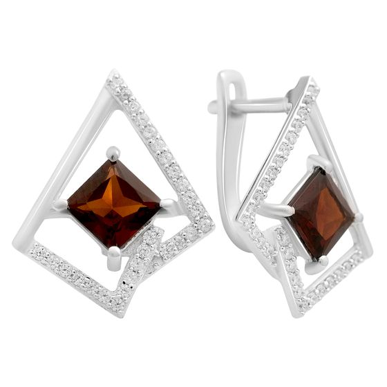 Серебряные серьги с гранатом 3.399ct