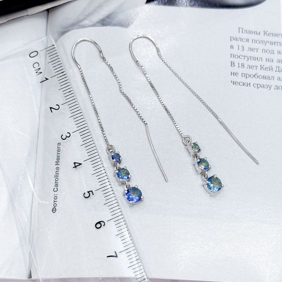 Серебряные серьги с мистик топазом 1.413ct