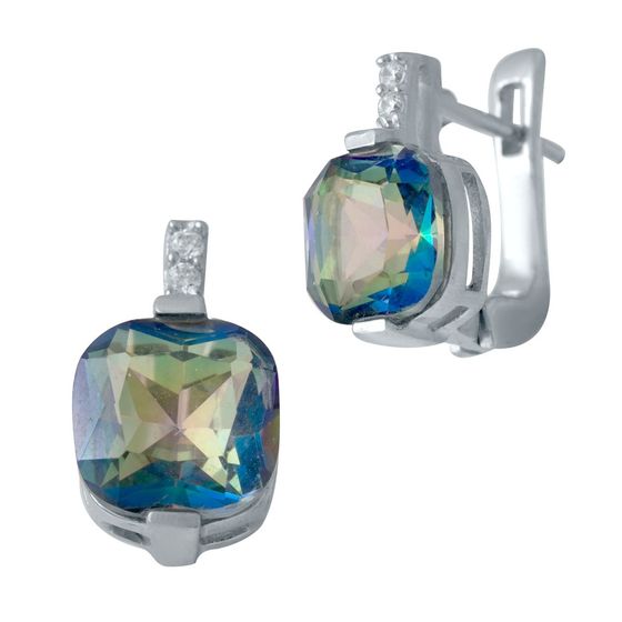 Серебряные серьги с мистик топазом 4.6ct