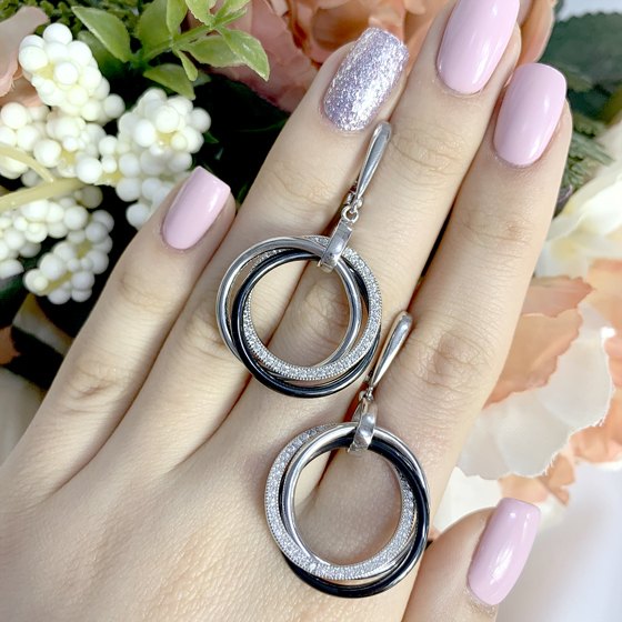 Серебряные серьги с керамикой