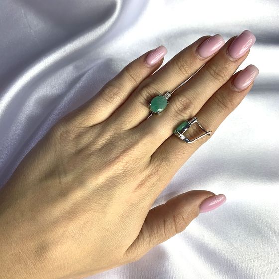 Серебряные серьги с изумрудом 4.849ct