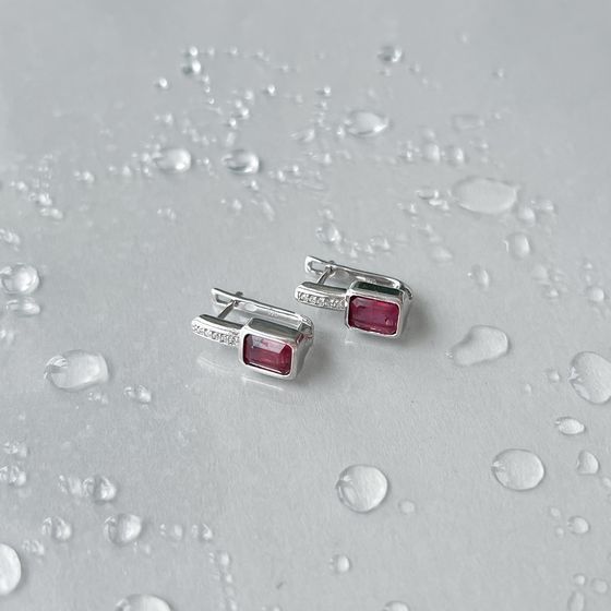 Серебряные серьги с рубином 3.098ct