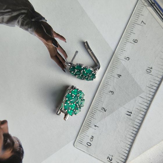 Серебряные серьги с агатом 3.875ct