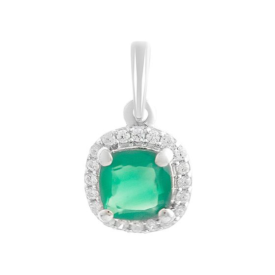 Серебряная подвеска с агатом 1.012ct, фианитами