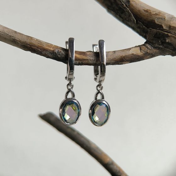 Серебряные серьги с мистик топазом 1.65ct