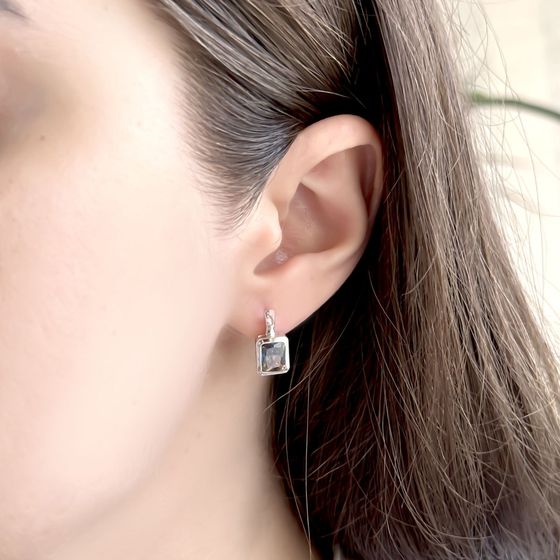 Серебряные серьги с мистик топазом 4.517ct