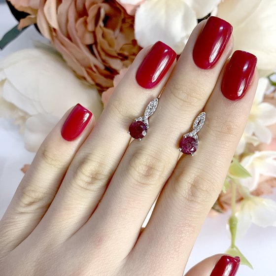 Серебряные серьги с рубином 2.8ct