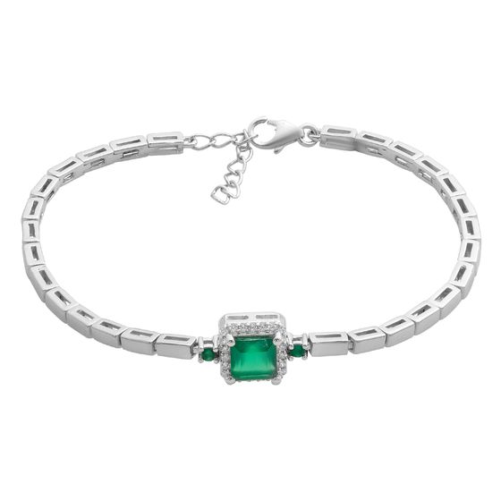 Серебряный браслет с агатом 1.387ct, фианитами