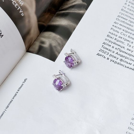 Серебряные серьги с александритом