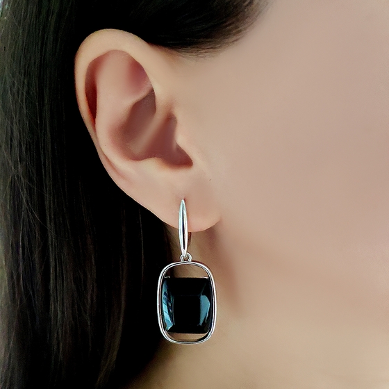 Серебряные серьги с ониксом 23.175ct