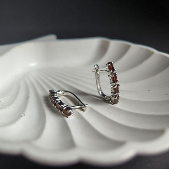 Серебряные серьги с гранатом 2.531ct